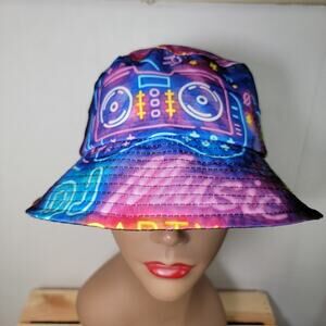 Neon Jam Box 80's Style Adult Bucket Hat